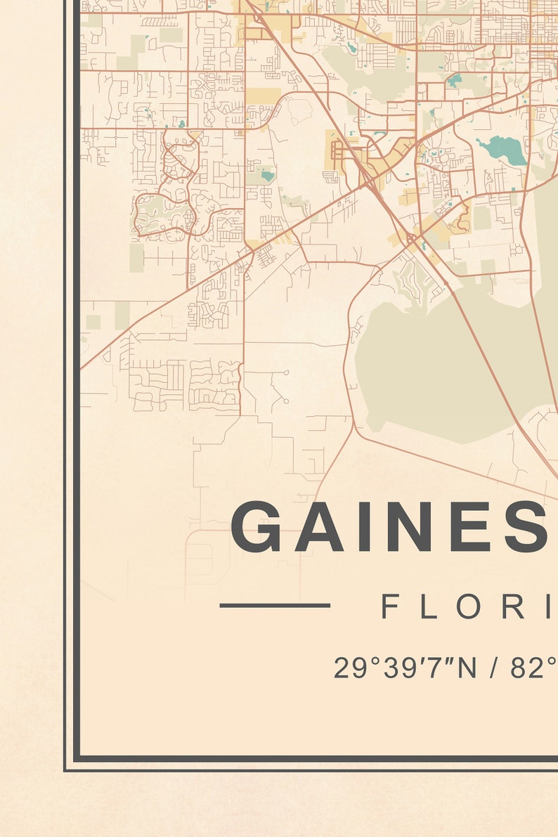Gainesville Map Gainesville Florida Map Vintage Gainesville Etsy