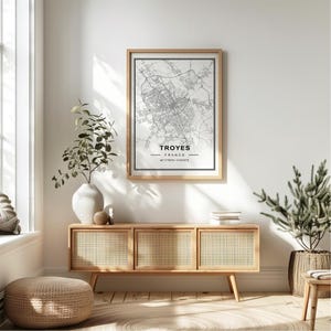 Troyes Frankreich Karte Kunstdruck Poster - Frankreich Reise Geschenk Andenken, Troyes gedruckt Wand Kunst Dekor