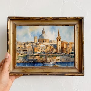 Valletta malta Aquarell Malerei - Kunstdruck Poster - Malta Wandkunst - Wohnkultur Geschenk - Reiseinspiriertes Kunstwerk