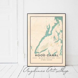 Hood Canal Map, Hood Canal Washington Map, Vintage Hood Canal Map, Vintage Hood Canal, Vintage Map, Hood Canal Washington