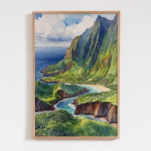 Hawaii Kauai Watercolor Painting - Kauai Travel Art Print - Hawaii Poster - Kauai Wall Decor - Hawaiian Island Artwork - Travel Wall Art
