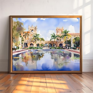 Balboa Park Watercolor Art Print, San Diego Wall Decor, Botanical Garden Poster, Palace of Fine Arts Painting, California Gift Idea image 8