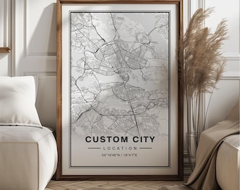 Póster de lienzo con mapa personalizado: decoración de pared con mapa de viajes, ideas únicas para regalos de boda, aniversario, cumpleaños y Navidad.