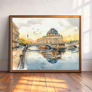 Bode-Museum on Museum Island in Berlin Watercolor Art Print Poster - Germany Travel Gift Wall Decor