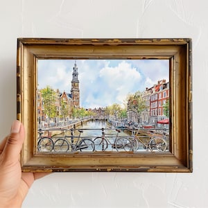 Amsterdam Watercolor Cityscape Print, Netherlands Travel Poster, Amsterdam Skyline Art, Dutch Wall Decor, Watercolor Amsterdam Painting image 5
