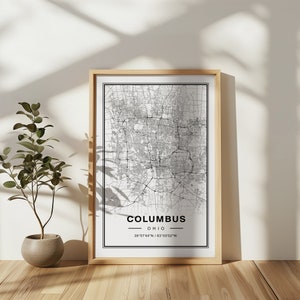 Columbus Ohio Map Print - Minimalist BW Street Map Poster