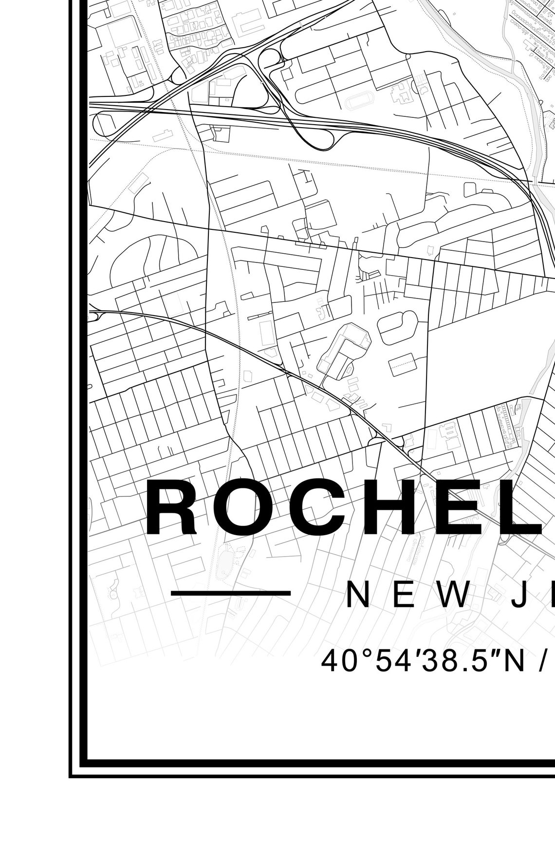 Rochelle Park Map Rochelle Park NJ Map Rochelle Park New Etsy
