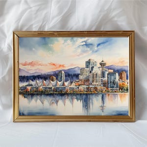 Vancouver Watercolor Painting - Canada Travel Art Poster - Vancouver Wall Art Print - Canada Artwork - Vancouver Travel Decor - Canada Print