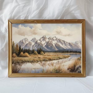 Grand Teton Nationalpark Aquarell Landschaft Kunstdruck Poster, Nationalpark Wand Kunst Dekor - Einzigartiges Geschenk für jeden Anlass