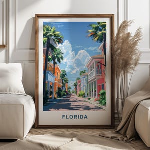 South Houses Street Poster - Retro Florida Wall Art Print - Traveler Gift Idea