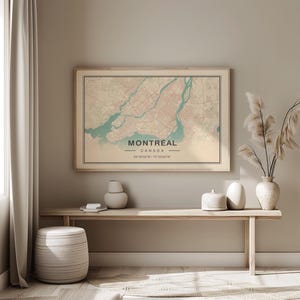 Affiche vintage de Montréal, Canada, impression d'art carte - souvenir cadeau de voyage au Canada, art déco mural imprimé Montréal