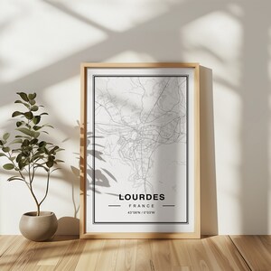 Lourdes Frankreich Karte Kunstdruck Poster Innenwanddekor
