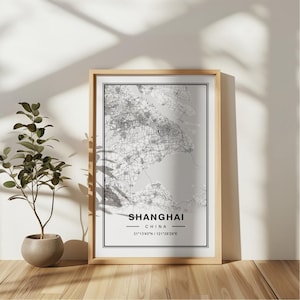 Shanghai China Map Art Print Poster - China Travel Gift Keepsake, Shanghai printed Wall Art Decor