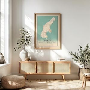 Saipan Nördliche Marianen Inseln Vintage Karte Kunstdruck Poster - Nördliche Marianen Inseln Reisegeschenk Andenken, Saipan gedruckte Wandkunst Dekor
