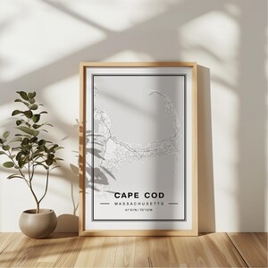 Cape Cod Massachusetts Karte Kunstdruck Poster - Massachusetts Reisegeschenk Andenken, Cape Cod MA gedruckte Wandkunst Dekor