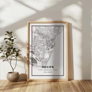 Recife Brasilien Karte Kunstdruck Poster - Brasilien Reise Geschenk Andenken, Recife Wandkunst Dekor