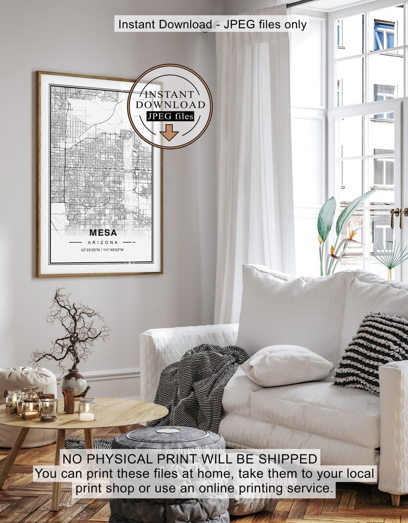 Mesa Map Mesa Map Print Mesa Print Mesa Map Poster Mesa AZ - Etsy