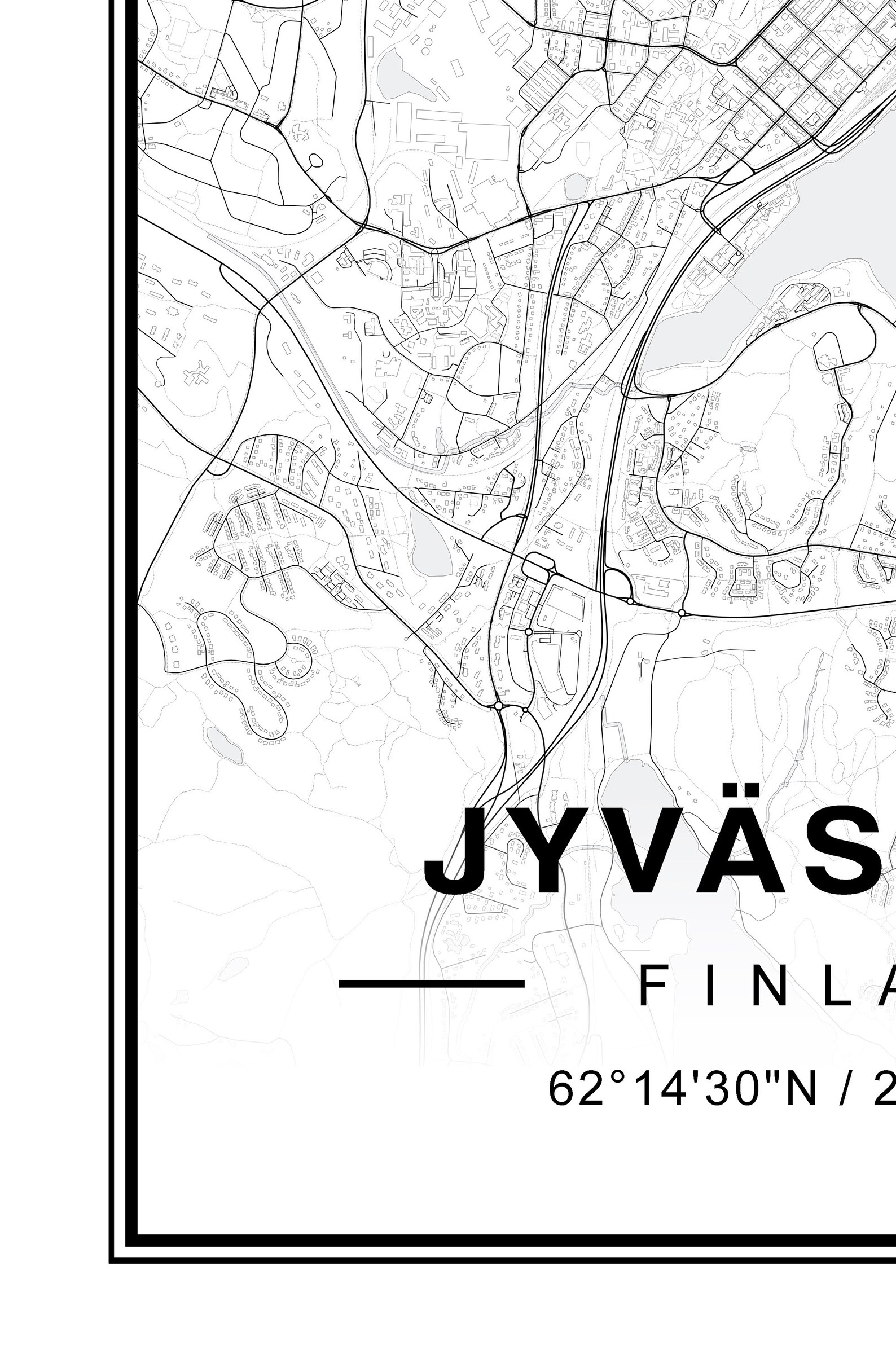 Jyväskylä Map Inkjet Printing  Etsy