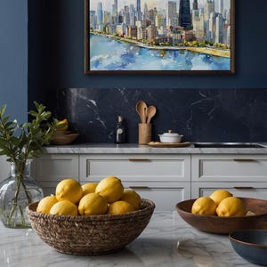 Quadro decorativo de Chicago para parede - Pintura em aquarela da paisagem urbana - Decoração com o horizonte de Chicago - Pôster de viagem para Illinois - Presente para casa imagem 6