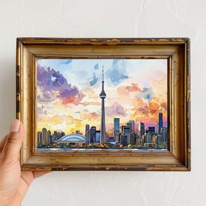 Toronto Skyline Watercolor Painting - Canada Travel Art Poster - Toronto Wall Art Print - Canada Home Decor - Toronto Artwork Gift image 9