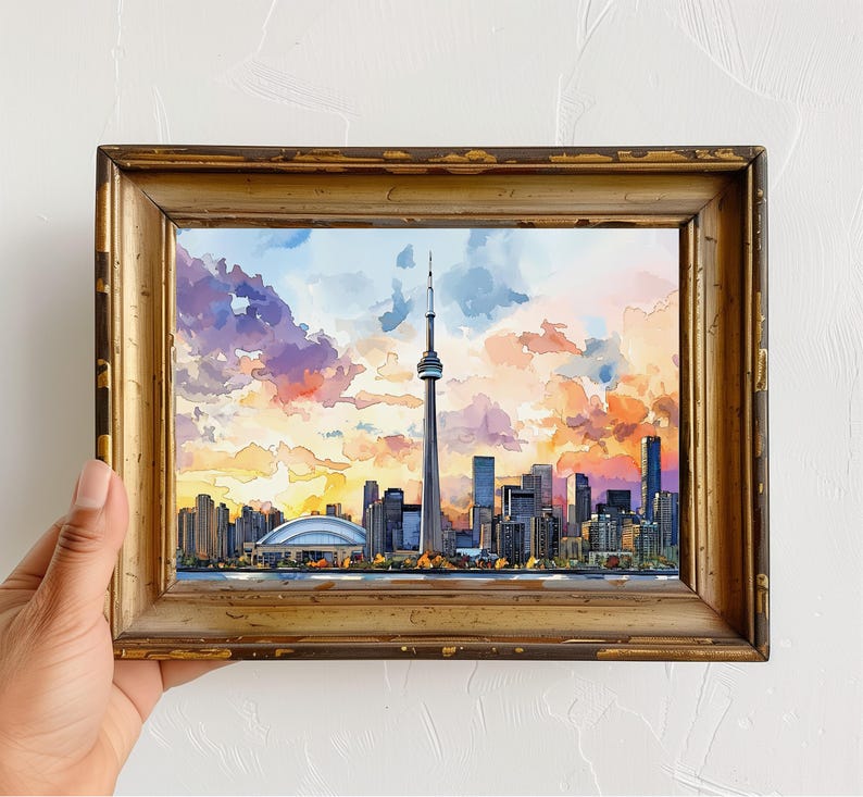 Toronto Skyline Watercolor Painting - Canada Travel Art Poster - Toronto Wall Art Print - Canada Home Decor - Toronto Artwork Gift image 9