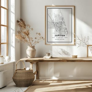 Jupiter FL City Map Kunst Poster - Minimalistische Karte Reisekunst für einzigartige Urlaubsdekoration - Digitaler Download