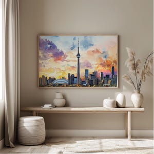 Toronto Skyline Watercolor Painting - Canada Travel Art Poster - Toronto Wall Art Print - Canada Home Decor - Toronto Artwork Gift image 3
