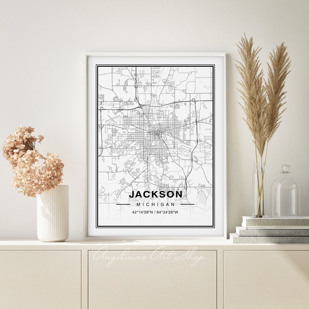 Jackson Map Jackson Michigan Map Jackson MI Map - Etsy