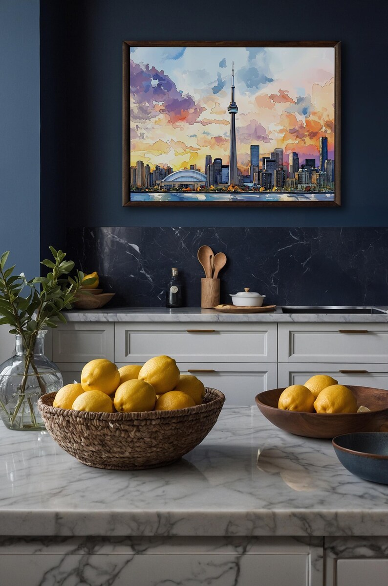 Toronto Skyline Watercolor Painting - Canada Travel Art Poster - Toronto Wall Art Print - Canada Home Decor - Toronto Artwork Gift image 6