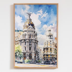 Madrid Travel Art Poster, Metropolis Madrid Print, Spain Wall Art, Madrid Skyline Decor, European City Poster, Spain Travel Gift