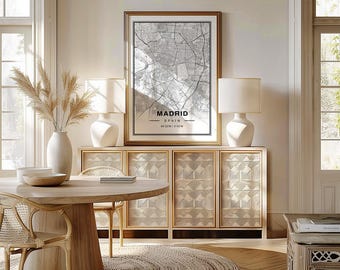 Madrid Spain Map Art Print Poster - Spain Travel Gift Keepsake, Madrid printed Wall Art Decor