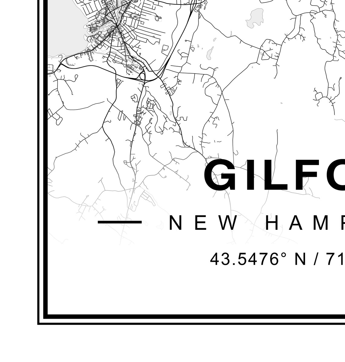 Gilford New Hampshire Map Etsy