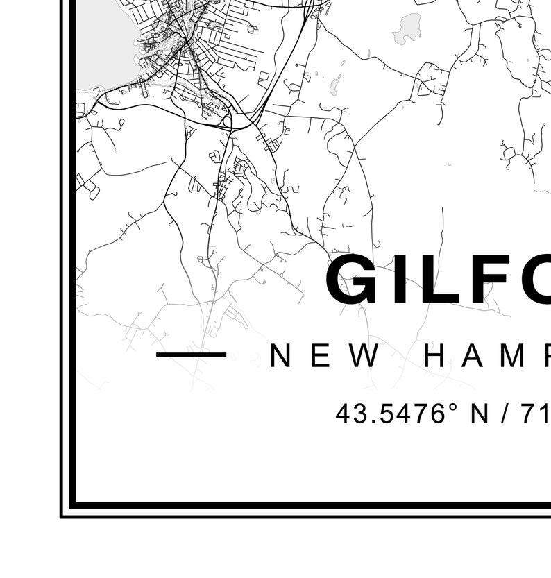 Gilford New Hampshire Map Etsy