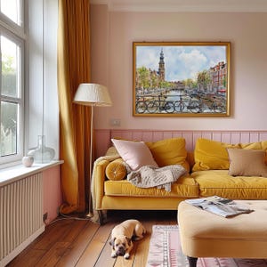 Amsterdam Watercolor Cityscape Print, Netherlands Travel Poster, Amsterdam Skyline Art, Dutch Wall Decor, Watercolor Amsterdam Painting image 7