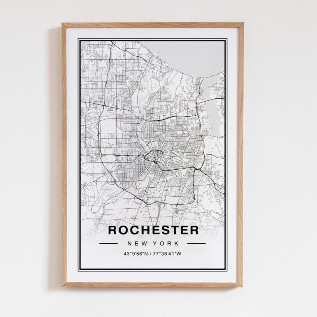 Rochester New York Map Art Print Poster - New York Travel Gift Keepsake ...