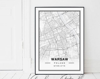 Warsaw Map Heart Print Warsaw Map Art Warsaw Map Poland - Etsy