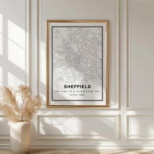 Sheffield Großbritanien Karte Kunstdruck Poster - Großbritanien Reisegeschenk Andenken, Sheffield UK gedruckte Wandkunst Dekor