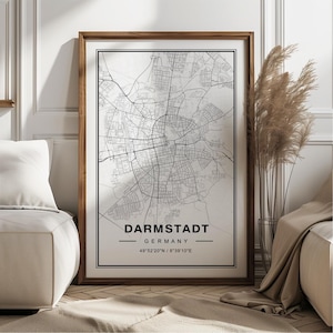 Darmstadt Allemagne carte Art Print Poster - Allemagne voyage cadeau souvenir, Darmstadt imprimé art mural