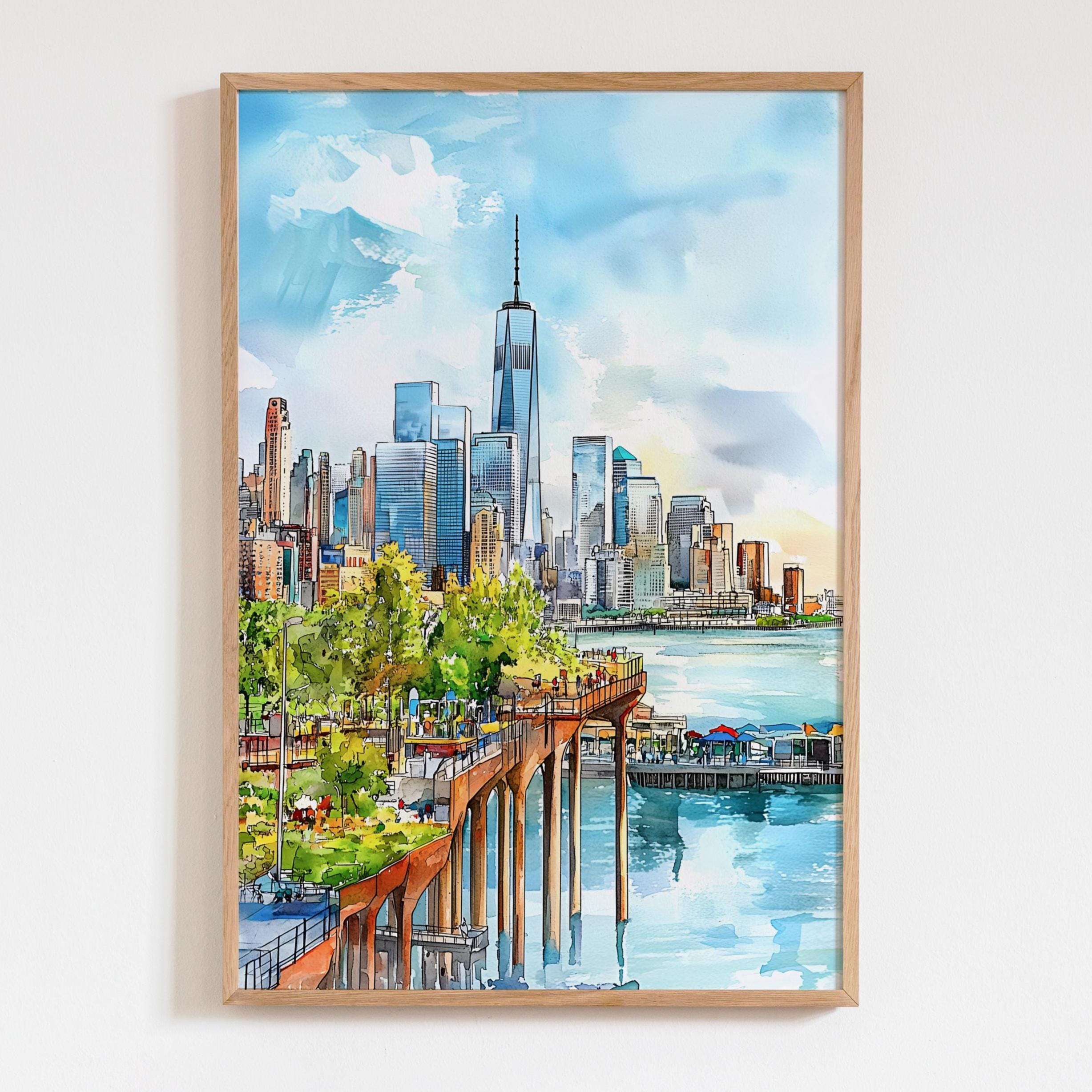 絵 絵画 水彩 水彩画 風景画 プレゼント 家 ビル 【公式通販】