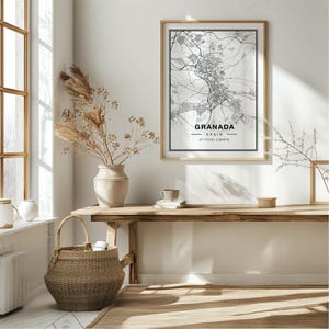 Grenade Espagne carte Art Print Poster - Espagne voyage cadeau souvenir, Grenade imprimé art mural
