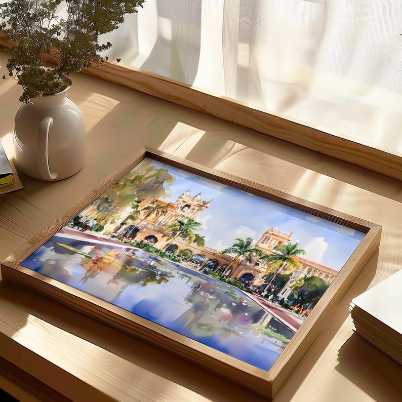 Balboa Park Watercolor Art Print, San Diego Wall Decor, Botanical Garden Poster, Palace of Fine Arts Painting, California Gift Idea image 6