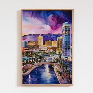 Impression d'art carte de Las Vegas - cadeau souvenir de voyage - art déco mural Las Vegas - affiche de la ville pour la maison