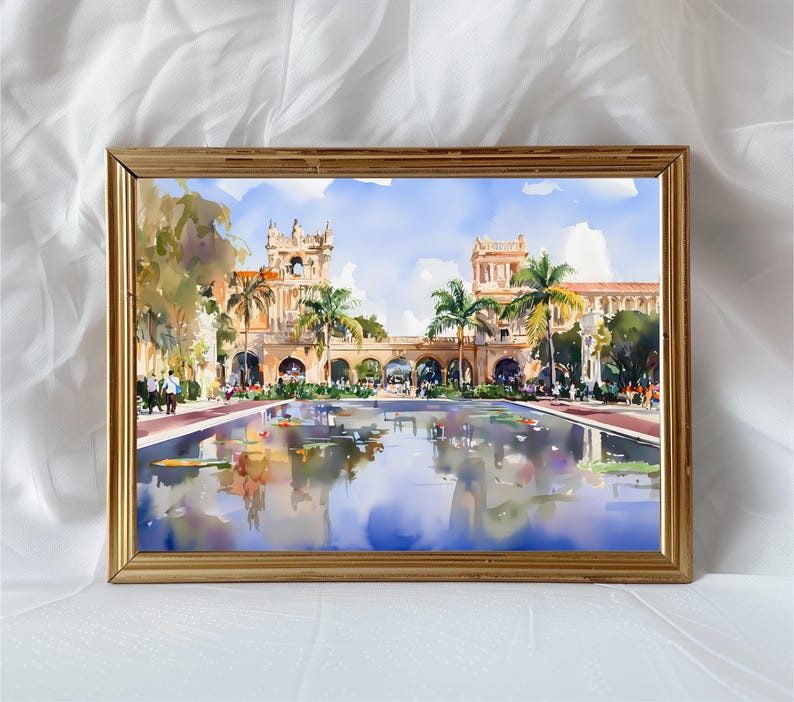 Balboa Park Watercolor Art Print, San Diego Wall Decor, Botanical Garden Poster, Palace of Fine Arts Painting, California Gift Idea image 3