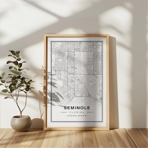 Seminole Florida kaart Art Print poster - Florida reiscadeau aandenken, Seminole FL gedrukt Wall Art Decor