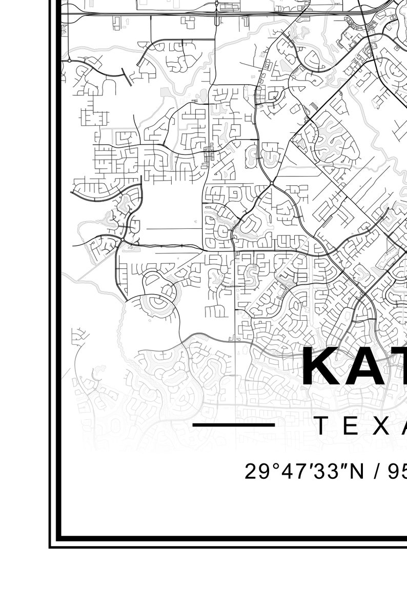 Katy Texas Map Etsy