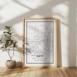 Katy Texas Karte Kunstdruck Poster - Texas Reisegeschenk Andenken, Katy TX gedruckte Wandkunst Dekor