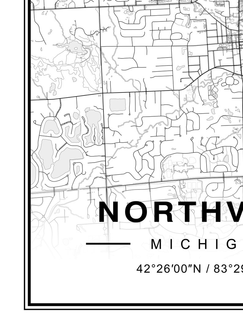 Northville Map Northville MI Map Northville Michigan Map Etsy
