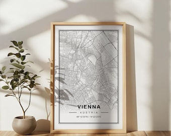 Wenen Oostenrijk kaart Art Print poster - Oostenrijk reiscadeau aandenken, Wenen afgedrukt Wall Art Decor