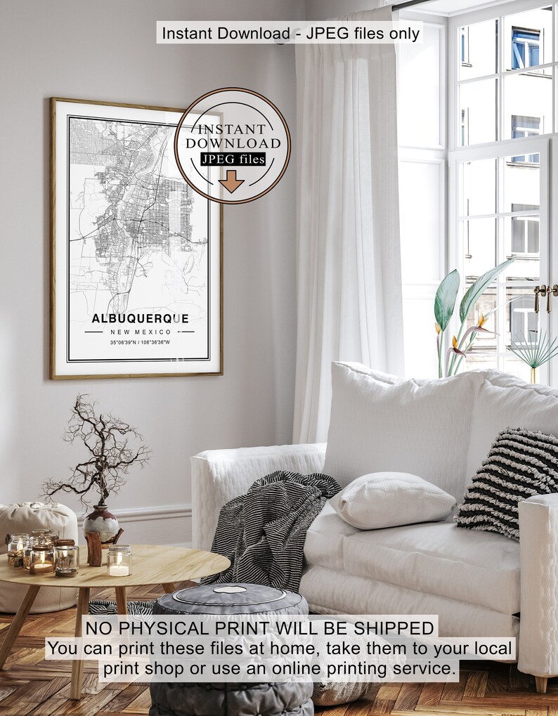 Albuquerque Map Albuquerque Map Print Albuquerque Print Etsy