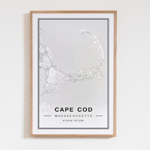 Cape Cod Massachusetts kaart Art Print poster - Massachusetts reiscadeau aandenken, Cape Cod MA gedrukte muurkunst decor